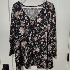 Woman's 2X Paisley Top Blouse Shirt Plus Size